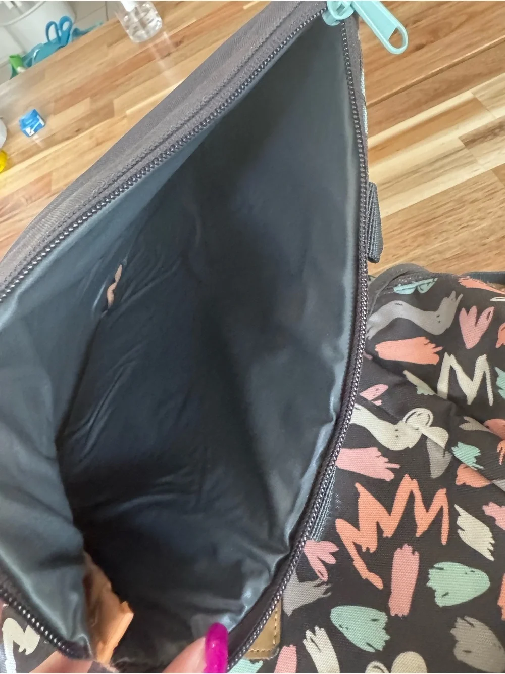 Dakine Women's Abstract Heart Print Backpack in Brown, Pink & Mint